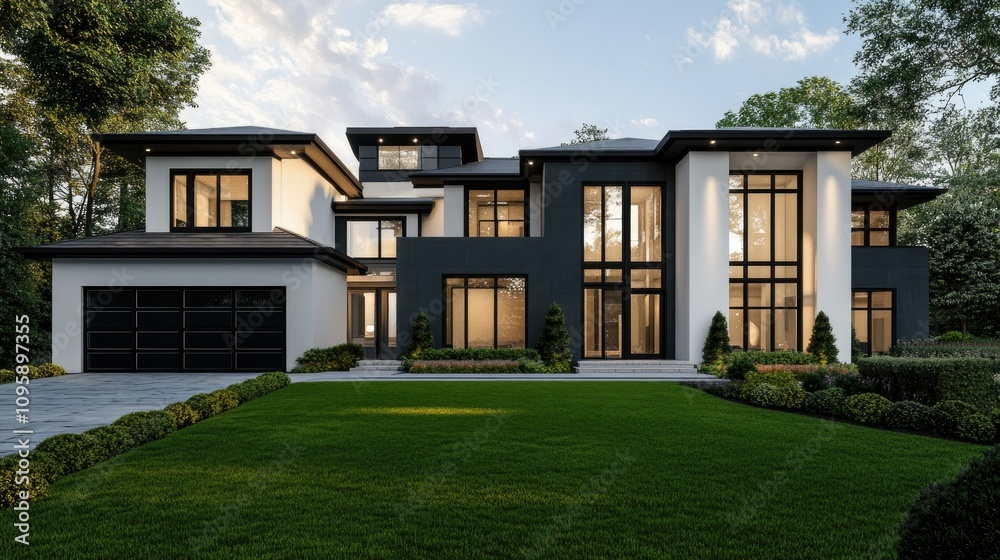 Modern Exterior Home Design in 3D Illustration Modern Exterior Home Design in 3D Illustration