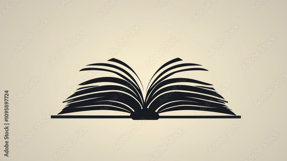 Open book icon illustration, simple design.