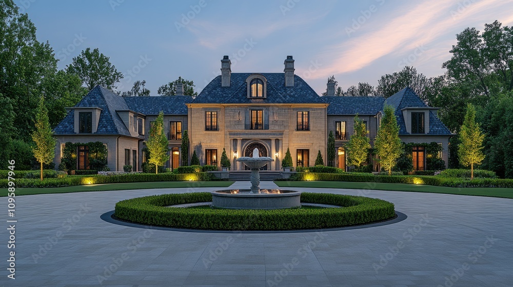 Fototapeta premium Luxury Mansion Design in 3D Rendering