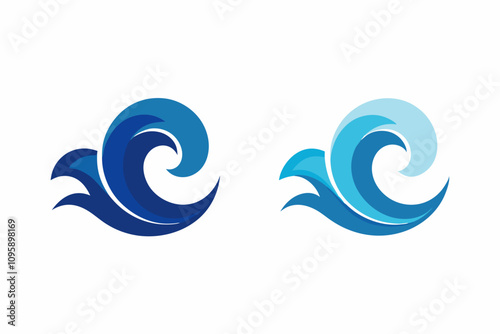 Water wave vector art icon on white background.