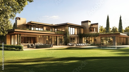 Modern Spacious Villa in Daylight Scene