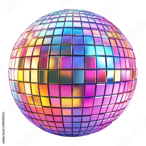 disco ball isolated on transparent white background, clipping path