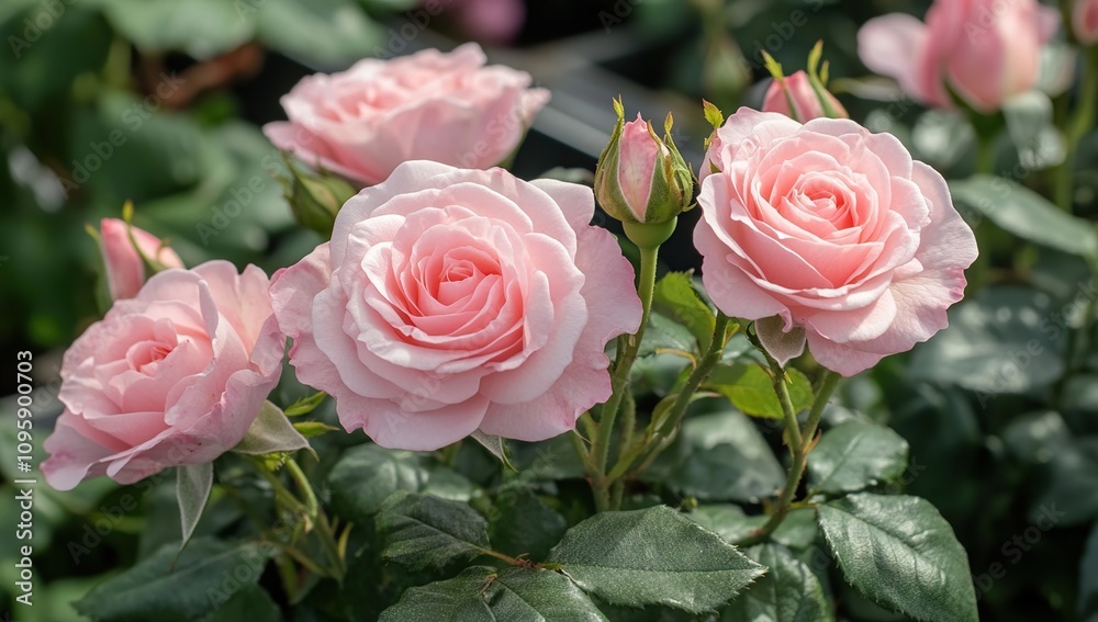 Delicate Pink Roses in Full Bloom Delicate Pink Roses in Full Bloom