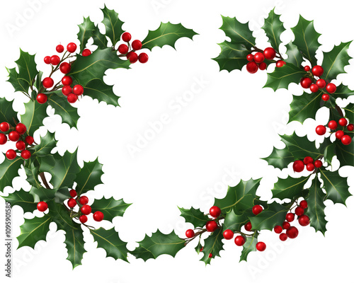 a wreath of holly leaves and berries photo