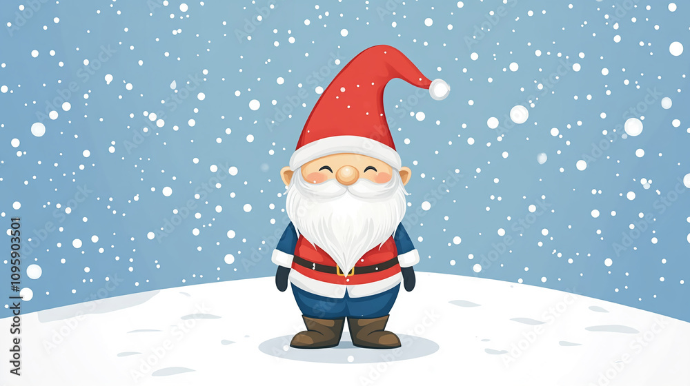Cheerful Santa Claus standing in the snow with a bright red hat and white beard during winter holiday season Cheerful Santa Claus standing in the snow with a bright red hat and white beard during winter holiday season