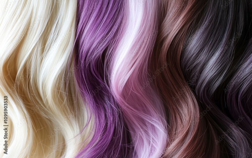 Fototapeta premium Hair color Concept, Hair dye, dyeing, Care, Hair Style, Fashion, Blonde, Color, Style, close-up, Sparkle, head, Salon, wig, Blonde, Straight, Braid, Care, person, Barber, Natural, extension, Abstract