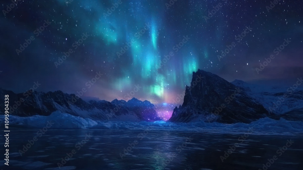 Aurora borealis lighting up the Arctic night sky, creating a mesmerizing and vibrant display Aurora borealis lighting up the Arctic night sky, creating a mesmerizing and vibrant display