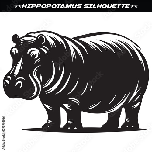 Hippopotamus silhouette design isolated on white background