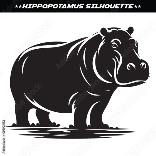 Hippopotamus silhouette design isolated on white background