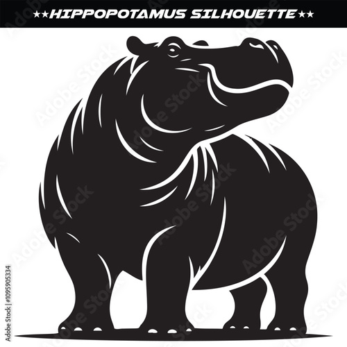 Hippopotamus silhouette design isolated on white background