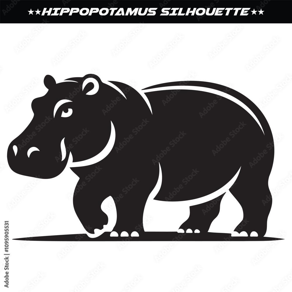 Obraz premium Hippopotamus silhouette design isolated on white background