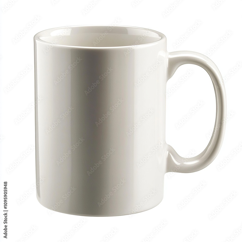 White ceramic mug with a handle, isolated on a white background. White ceramic mug with a handle, isolated on a white background.