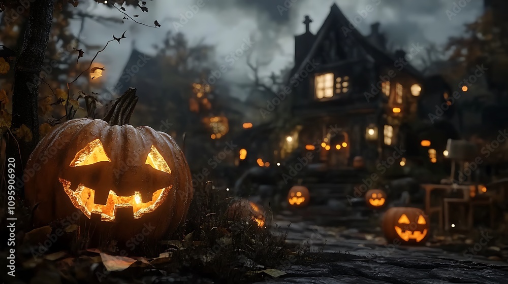 Discover enchanting halloween scenes with glowing jack-o'-lanterns and spooky atmospheres Discover enchanting halloween scenes with glowing jack-o'-lanterns and spooky atmospheres