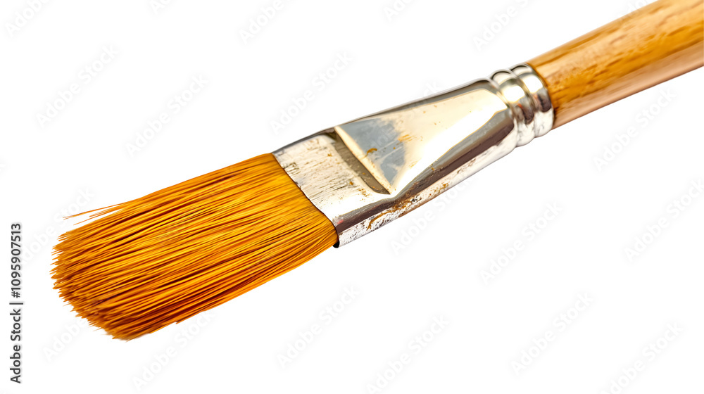 Detailed Close-up of a Paintbrush Showing Fine Bristles Ideal for Art and Craft Projects