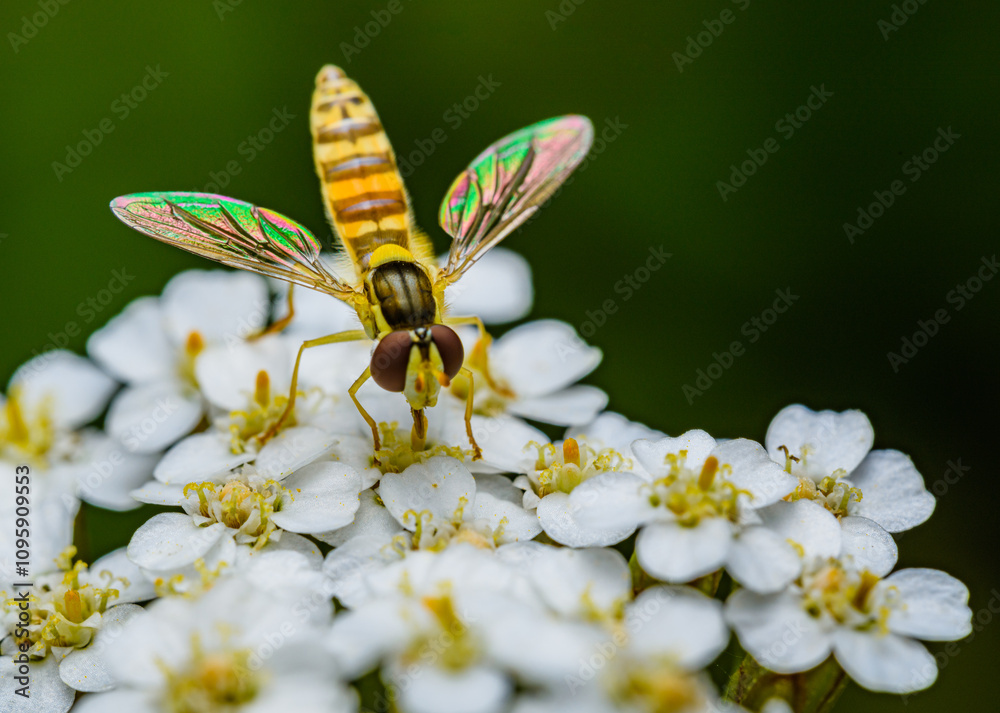 Foto hoverfly sitting on white flower