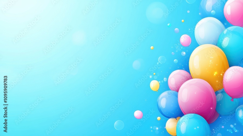 Colorful Balloons Against a Bright Blue Sky Colorful Balloons Against a Bright Blue Sky