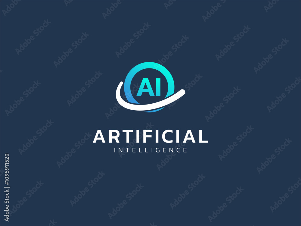 Artificial intelligence with letter AI in circle and curved network lines Technology Analysis logo vector design concept. AI technology logotype symbol for advance technology, tech company, ui, robot. Artificial intelligence with letter AI in circle and curved network lines Technology Analysis logo vector design concept. AI technology logotype symbol for advance technology, tech company, ui, robot.