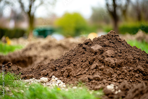 View of a freshly dug grave with soil piled to the side