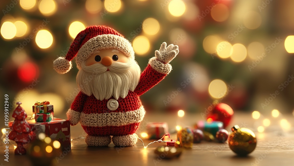 Adorable Knitted Santa Claus Festive Christmas Greeting Adorable Knitted Santa Claus Festive Christmas Greeting