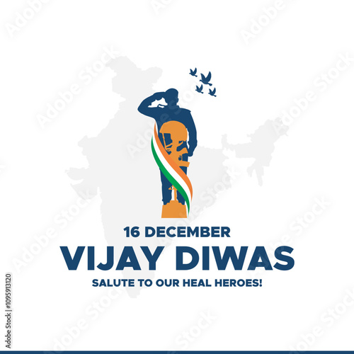 Vijay Diwas. Victory Day. 16 December 1971. Holiday Concept. Template for background with banner, poster and card. Vector illustration. Creative Vector illustration of Vijay Diwas (VICTORY DAY)banner