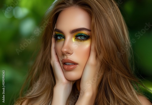 Beautiful woman with glamour make up. Sexy makeup. Beautiful sensual young woman with fashion make up, close-up portrait.