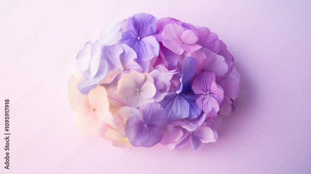 Petals of thought Concept. Delicate pastel-colored flower petals arranged in a soft, circular pattern on a light background, evoking a sense of tranquility and beauty. Petals of thought Concept. Delicate pastel-colored flower petals arranged in a soft, circular pattern on a light background, evoking a sense of tranquility and beauty.