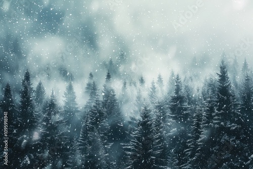 Snowy forest scene, winter wonderland. Perfect for holiday cards, winter themed designs, and nature backgrounds.