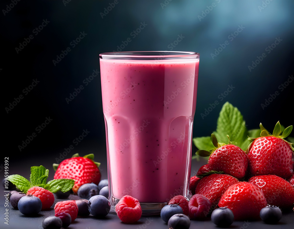 Berrylicious Smoothie: A refreshing strawberry blueberry smoothie, bursting with vibrant color and flavor, sits alongside fresh berries, inviting you to savor the summery goodness. Berrylicious Smoothie: A refreshing strawberry blueberry smoothie, bursting with vibrant color and flavor, sits alongside fresh berries, inviting you to savor the summery goodness.