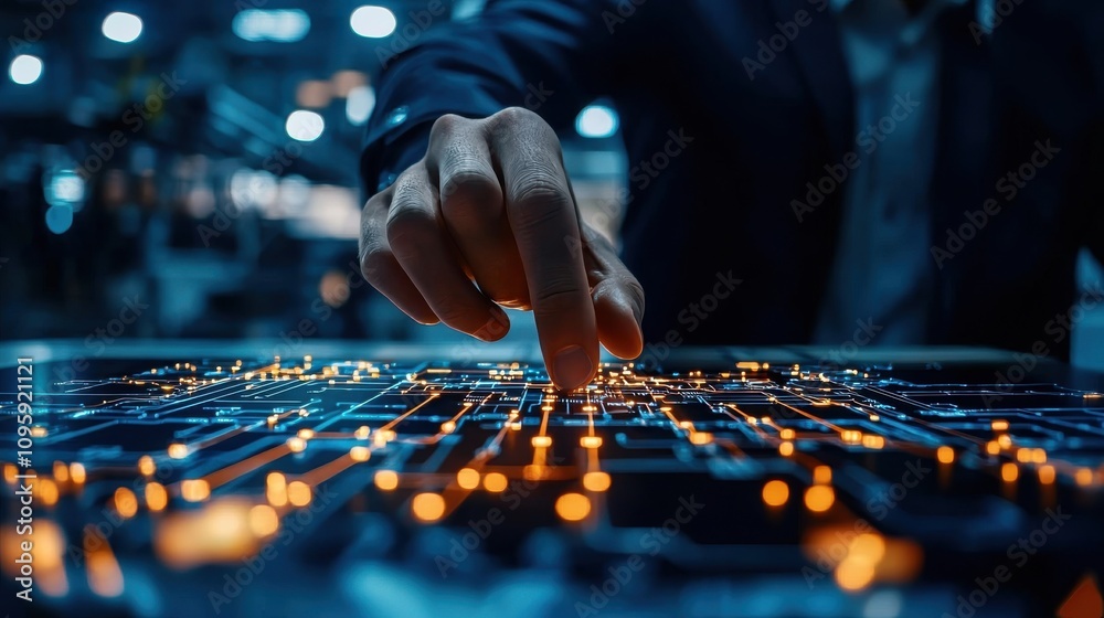 business strategy operations scalability concept. A person interacts with a glowing digital map, highlighting technology and data visualization in a futuristic environment. business strategy operations scalability concept. A person interacts with a glowing digital map, highlighting technology and data visualization in a futuristic environment.