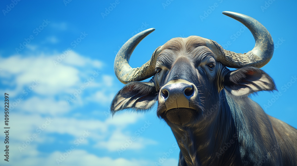 buffalo with blue sky background buffalo with blue sky background