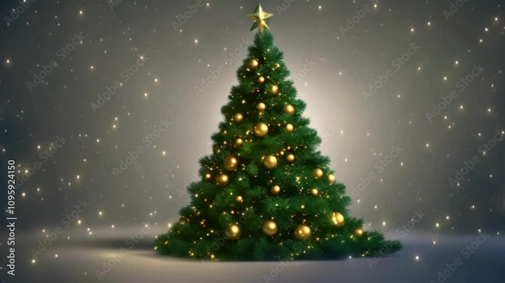 3D Christmas Tree Growth New Year Logo Animation AE Template 4k Video, Christmas tree with stars and snowflakes HD video