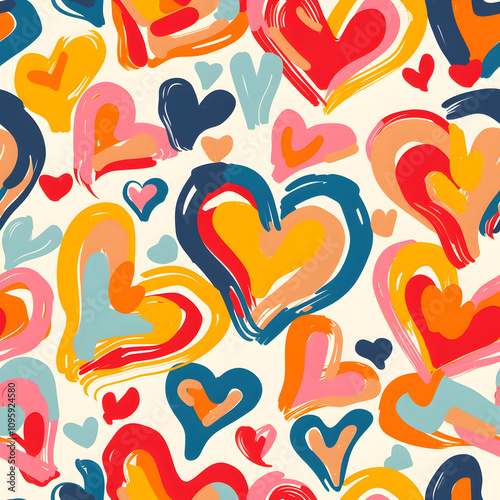 Colorful Hand-Painted Heart Pattern