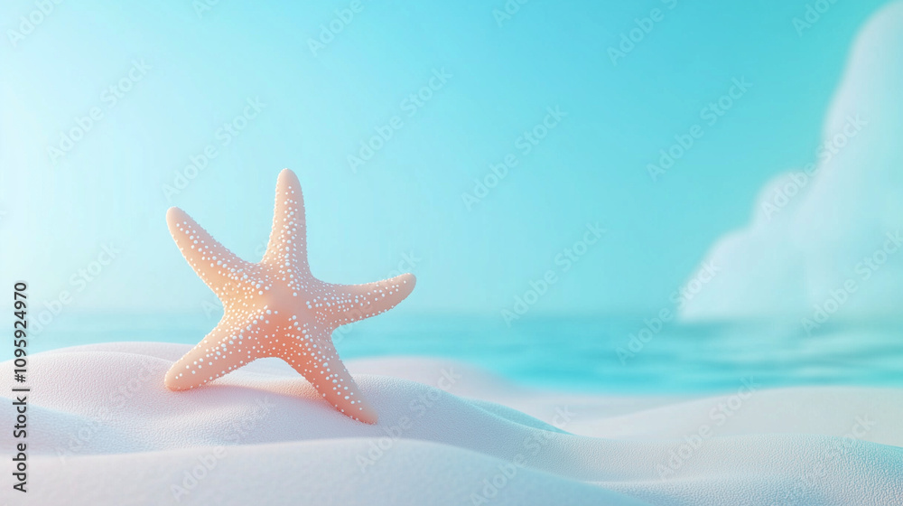cartoon of starfish on beach with ocean background, free space for text cartoon of starfish on beach with ocean background, free space for text