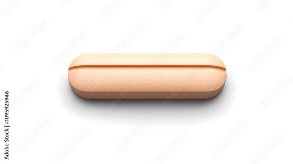 Close-up of a pale orange capsule on white background Close-up of a pale orange capsule on white background