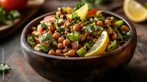 Chola Chana Chaat or black chana chaat with lemon