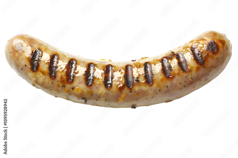grilled white bratwurst sausage with grill marks on transparent background grilled white bratwurst sausage with grill marks on transparent background