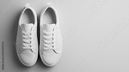 White Casual Sneakers on Light Grey Background for Fashion Use