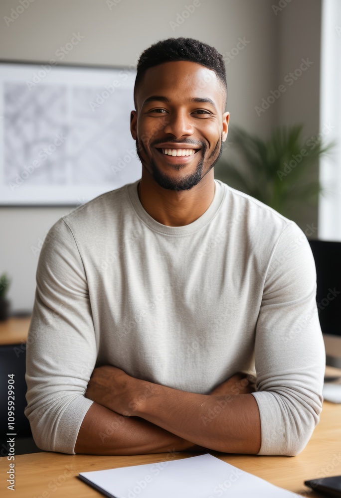 smiling man, casual attire, modern office setting, natural light, professional work environment, relaxed pose, confident expression, contemporary decor, green plants in background, framed wall art
smiling man, casual attire, modern office setting, natural light, professional work environment, relaxed pose, confident expression, contemporary decor, green plants in background, framed wall art