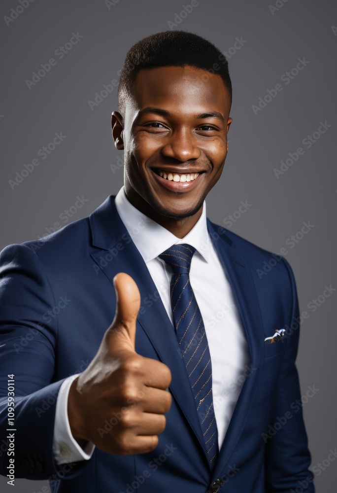 Portrait of happy young african businessman giving thumbs up black businessman portrait Ultra realistic Photorealistic hyperdetailed photography soft light head and shoulders portrait cover Portrait of happy young african businessman giving thumbs up black businessman portrait Ultra realistic Photorealistic hyperdetailed photography soft light head and shoulders portrait cover