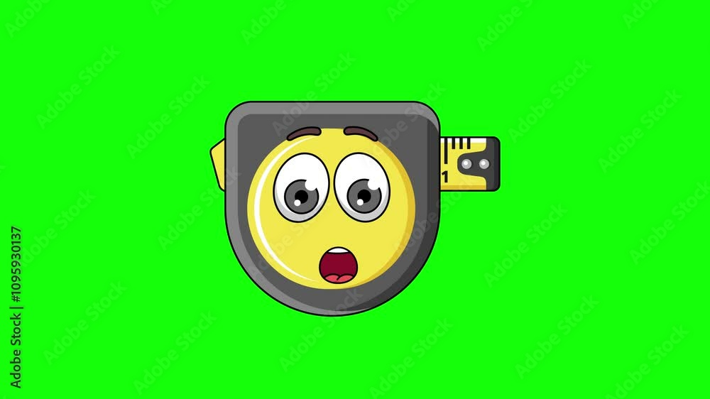 Amazed face emoticon of tape measure character animation Amazed face emoticon of tape measure character animation