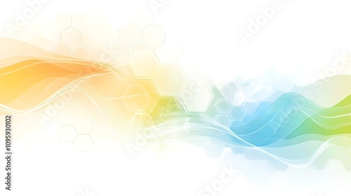 Fototapeta Naklejka Na Ścianę i Meble -  Abstract wavy background with pastel colors and hexagon patterns.