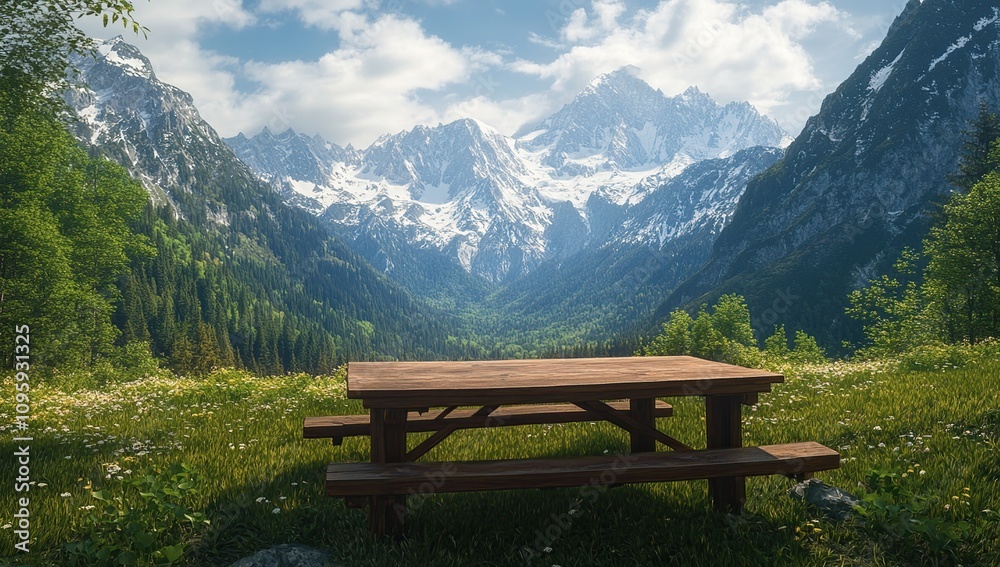 Serene Mountain Picnic: A Breathtaking View Serene Mountain Picnic: A Breathtaking View