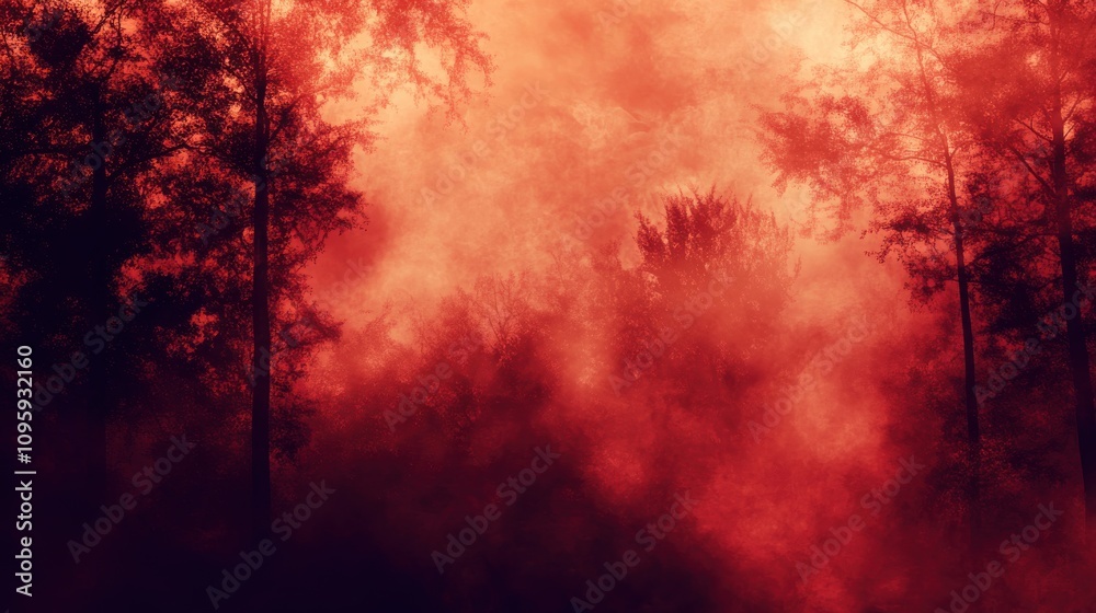 Smoky Trees in Fiery Atmosphere from Wildfire Smoky Trees in Fiery Atmosphere from Wildfire