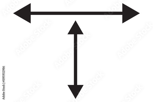 Long double arrow. Vector drawing with size. Illustration on white background.