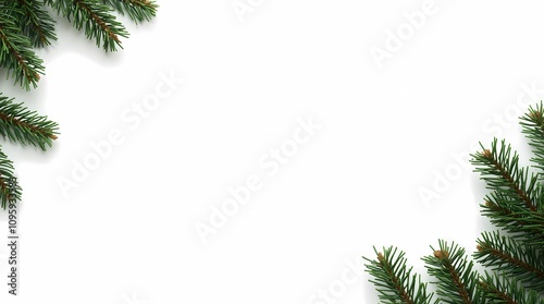 Background with Christmas tree branches, on a white background