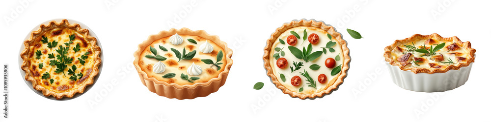 Quiche isolated on white background. mix collection png. Quiche isolated on white background. mix collection png.