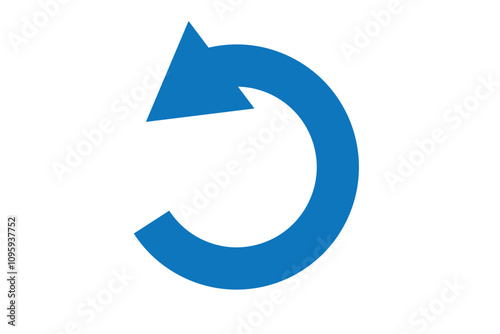 Wide bold semi circle arrow. Vector illustration. Semicircular rounded curved one-sided arrow.