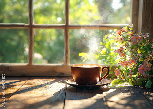 cup of tea with flowers