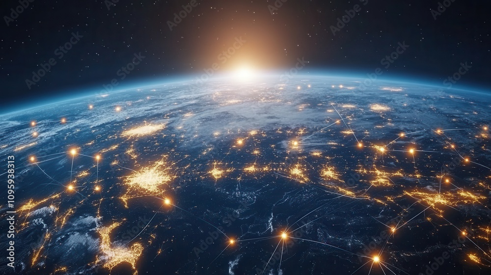 Global Connections Symbolized by Dots in Futuristic Design Global Connections Symbolized by Dots in Futuristic Design