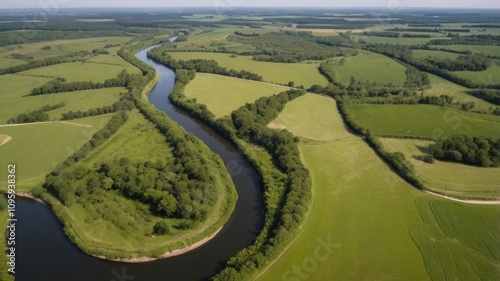 Wallpaper Mural Aerial view of the green landscape with a river Torontodigital.ca